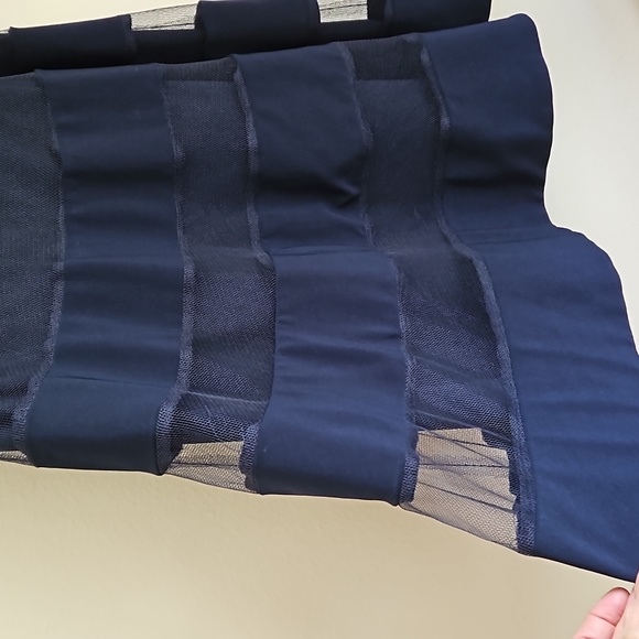 Ralph Lauren Tulle-Trim Fit Flare Midi Dress Navy Blue Size 4 - Picture 4 of 6